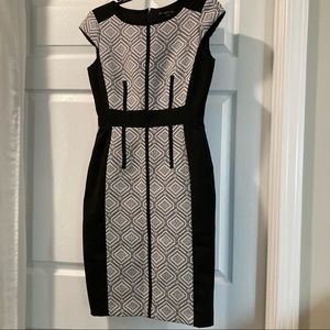 Antonio Melani Black and White Fully Lined Dress. Size 2.